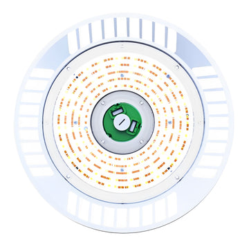 White UFO High Bay LED Fixture, 150W/100W/80W, Whitney, 100-277V, Selectable Wattage & CCT, 21700 Lumens